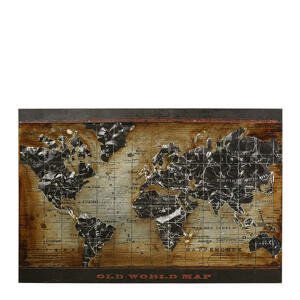 Monee KOVOVÝ OBRAZ, mapa sveta, 70/120 cm