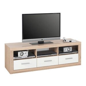 Boxxx TV DIEL, biela, dub sonoma, 147/49/45 cm