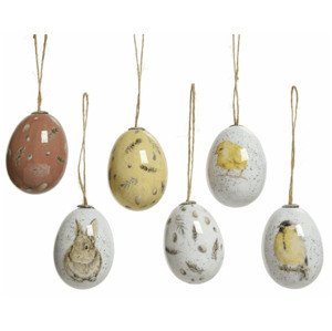 Veľkonočná dekorácia Závesné vajíčka s motívom pierok a zvieratiek%