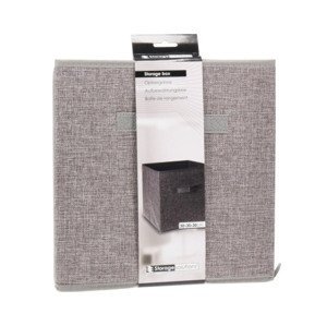 Úložný box 30x30x30 cm, svetlo šedý textil%