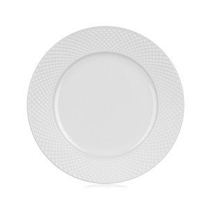 Plytký tanier Diamond Line, biely s reliéfem%