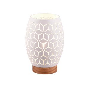 Stolná lampa Bidar 21 cm, biely kov/drevo%
