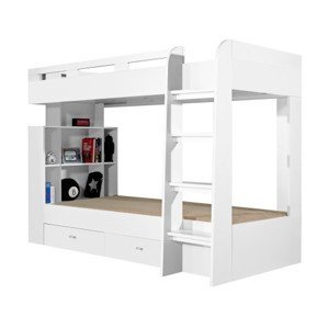 Dvojposchodová posteľ so zásuvkami Tablo 90x200 cm, biela%