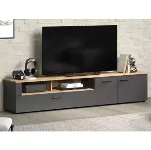 Široká TV skrinka Esteban 210 cm, antracit/dub evoke%