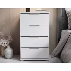 Nočný stolík/skrinka so 4 zásuvkami Smilla, výška 79 cm, biely%