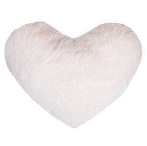 Dekoračný vankúš Srdce 30x40 cm, krémový, imitácia králičej kožušiny%