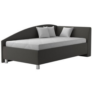Rohová posteľ Andrew pravá 110x200 cm, tmavo šedá látka%