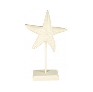 Dekoračná hviezda drevená, biela, výška: 26 cm%