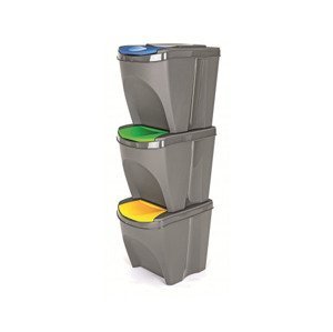 Súprava odpadkových košov (3 ks) Sortibox 25 l, šedá%