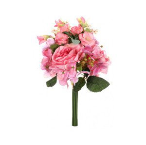 Umelá kytica Ruže a hortenzie, ružová%