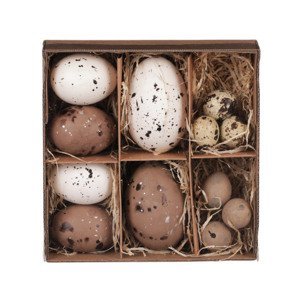 Veľkonočná dekorácia Vyfúknuté vajíčka, 12 ks, biela/hnedá%