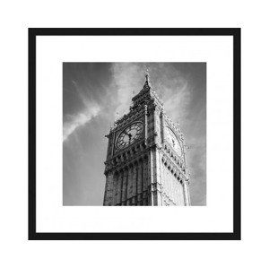 Rámovaný obraz Big Ben 40x40 cm, čiernobiely%