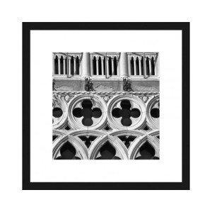 Rámovaný obraz Dóžov palác fasáda 30x30 cm, čiernobiely%