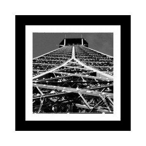 Rámovaný obraz Eiffelova veža detail 20x20 cm, čiernobiely%