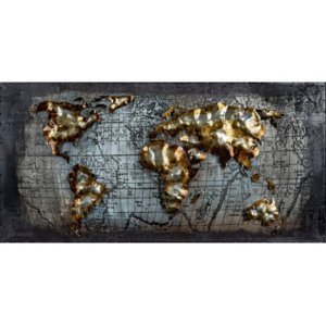 Kovový obraz na stenu Mapa sveta 80x40 cm, vintage%