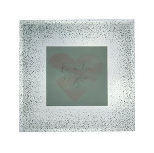 Fotorámeček sklenený 10x10 cm, strieborný trblietavý%