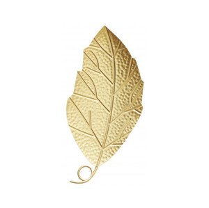 Kovová nástenná dekorácia Zlatý list, 30x55 cm%