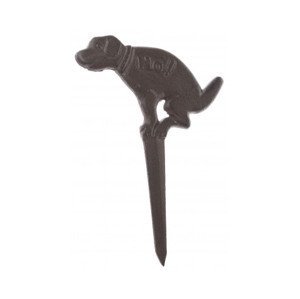 Zákazová psia ceduľa zapichovacia, hnedá liatina, 25 cm%