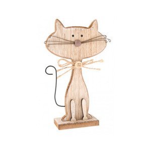 Dekoračná soška mačka, drevená prírodná%