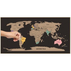 Stieracia mapa sveta 80x45 cm, čierna/zlatá%