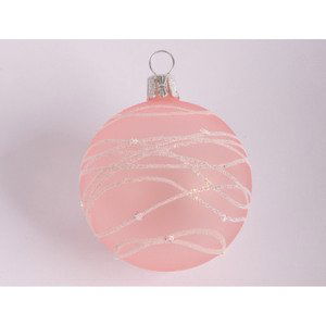 Vianočná ozdoba sklenená guľa 6 cm, ružová%