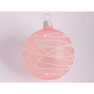 Vianočná ozdoba sklenená guľa 7 cm, ružová%