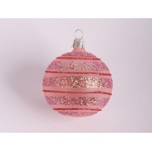 Vianočná ozdoba guľa 6 cm, ružová, sklo%