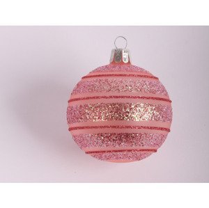 Vianočná ozdoba guľa 7 cm, ružové, sklo%