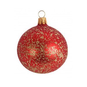 Vianočná ozdoba sklenená guľa 6 cm, červená s kryštálikmi%