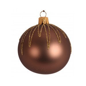 Vianočná ozdoba Hnedá guľa s trblietkami, 7 cm%