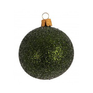 Vianočná ozdoba sklenená guľa 7 cm, zelená trblietavá%