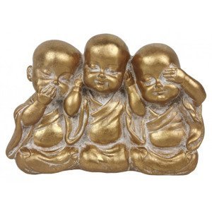 Dekoračná soška Traja Budhovia 13 cm, zlatá%