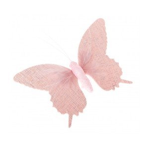 Závesná dekorácia Motýľ 16 cm, ružová látka%
