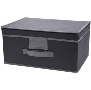 Úložný box s vekom 39x29 cm, tmavo šedá látka%