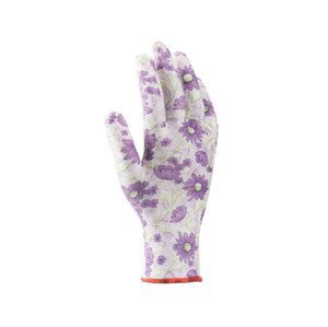Pracovné rukavice (2 ks) Iris 07/S, biela s kvetinami, nitrilový nástrek%