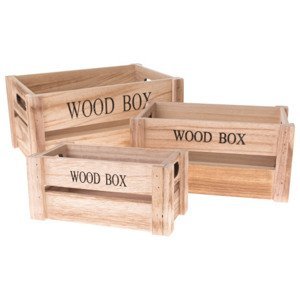 Sada úložných boxov (3 ks) prírodné drevo%