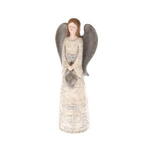 Dekoračná soška Anjel držiaci srdce 41 cm, béžová/hnedá%