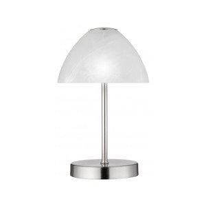 Stolná LED lampa Queen 24 cm, matný nikel/biele sklo%
