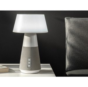 Stolná LED lampa DJ 28 cm, bluetooth, sivá/biela%