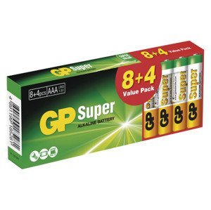 Alkalické batérie GP Super AAA (LR03) 8+4 ks%