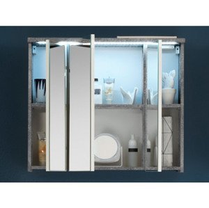 Kúpeľňová skrinka so zrkadlom a osvetlením Pool, šedý betón%