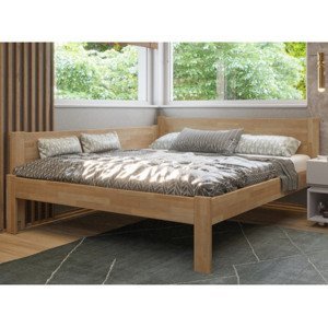 Rohová posteľ so zástenou vľavo Fava L 180x200 cm, prírodný buk%