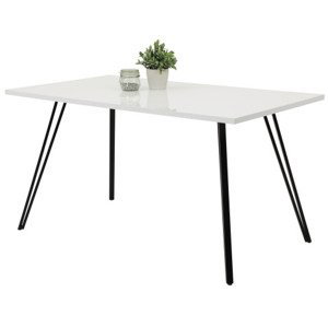 Jedálenský stôl Jennifer 140x80 cm, biely lesk%
