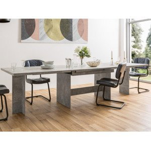 Veľký rozkladací jedálenský stôl Ancona 160x90 cm, šedý beton%
