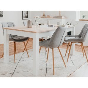 Rozkladací jedálenský stôl Bergen 160x90 cm, biela/dub artisan%