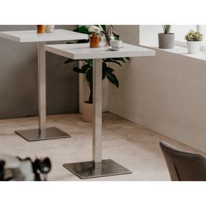 Barový stôl Quadrato 70x70 cm, biely/nerez%