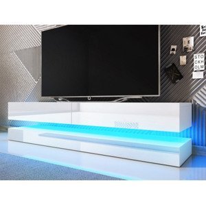TV stolík s osvetlením Fly 140 cm, biely lesk%