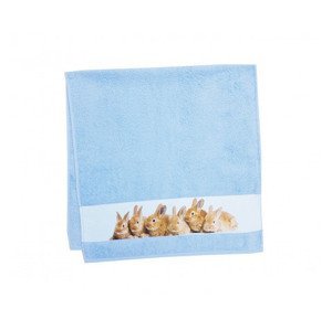 Detský uterák 50x100 cm, motív králiky, modrý%