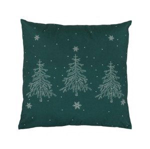 Vianočný dekoračný vankúš Stromčeky 45x45 cm, zelený%