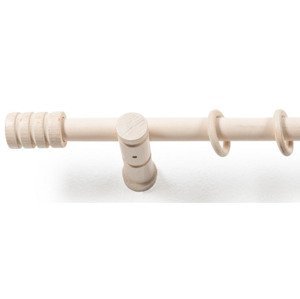 Záclonová tyč s háčikmi Rullo 240 cm, biele drevo%